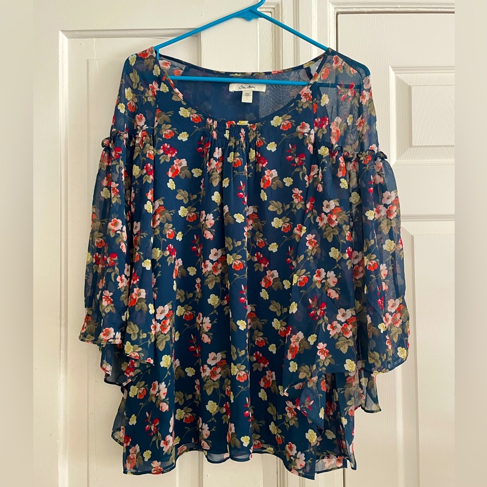 ELLA MOON sheer floral top Sz L